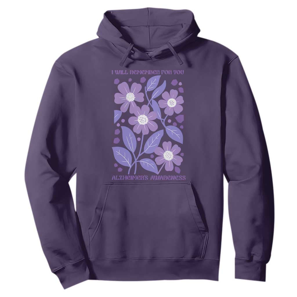 Alzheimers Purple Floral Retro Graphic Hoodie I Will Remember For You
