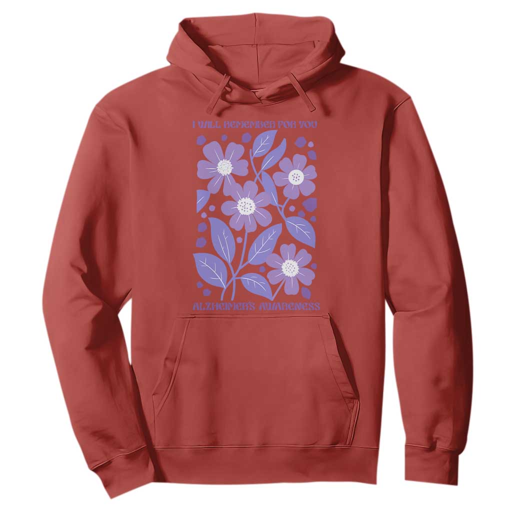 Alzheimers Purple Floral Retro Graphic Hoodie I Will Remember For You