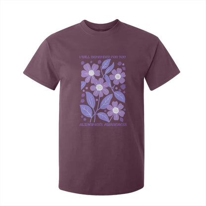 Alzheimers Purple Floral Retro Graphic T Shirt For Kid I Will Remember For You