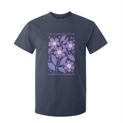 Alzheimers Purple Floral Retro Graphic T Shirt For Kid I Will Remember For You