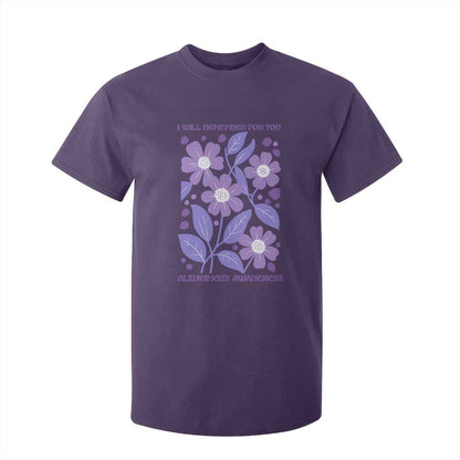 Alzheimers Purple Floral Retro Graphic T Shirt For Kid I Will Remember For You