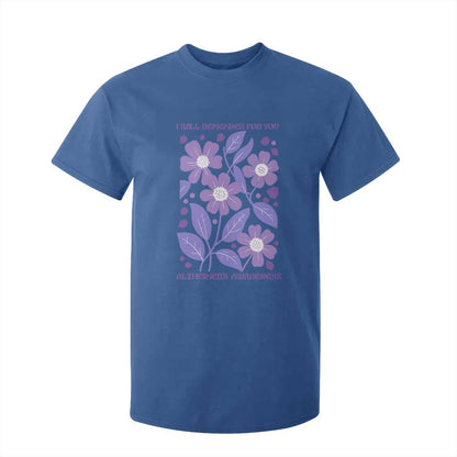 Alzheimers Purple Floral Retro Graphic T Shirt For Kid I Will Remember For You