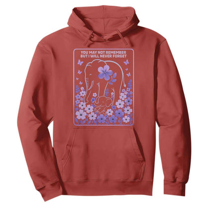 Elephant Alzheimers Purple Floral Support Hoodie You May Not Remember But I Will Never Forget
