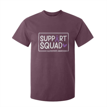 Support Squad Alzheimers T Shirt For Kid Purple Ribbon Hope Strength Love