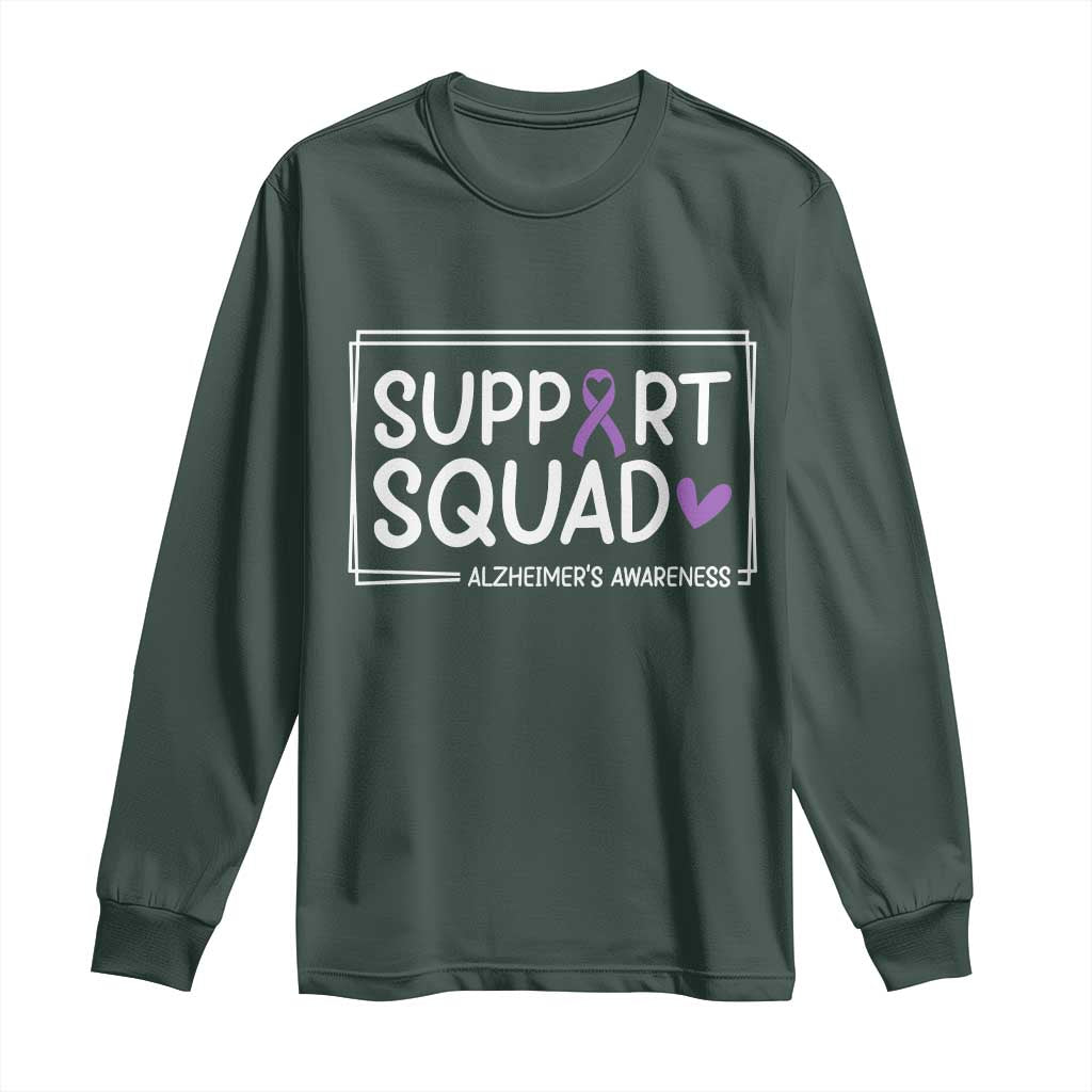 Support Squad Alzheimers Long Sleeve Shirt Purple Ribbon Hope Strength Love