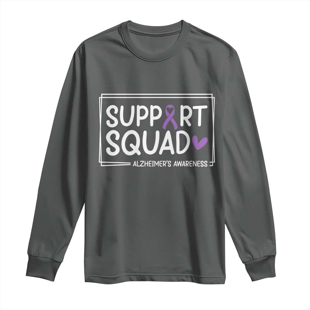 Support Squad Alzheimers Long Sleeve Shirt Purple Ribbon Hope Strength Love