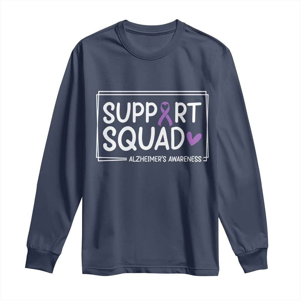 Support Squad Alzheimers Long Sleeve Shirt Purple Ribbon Hope Strength Love
