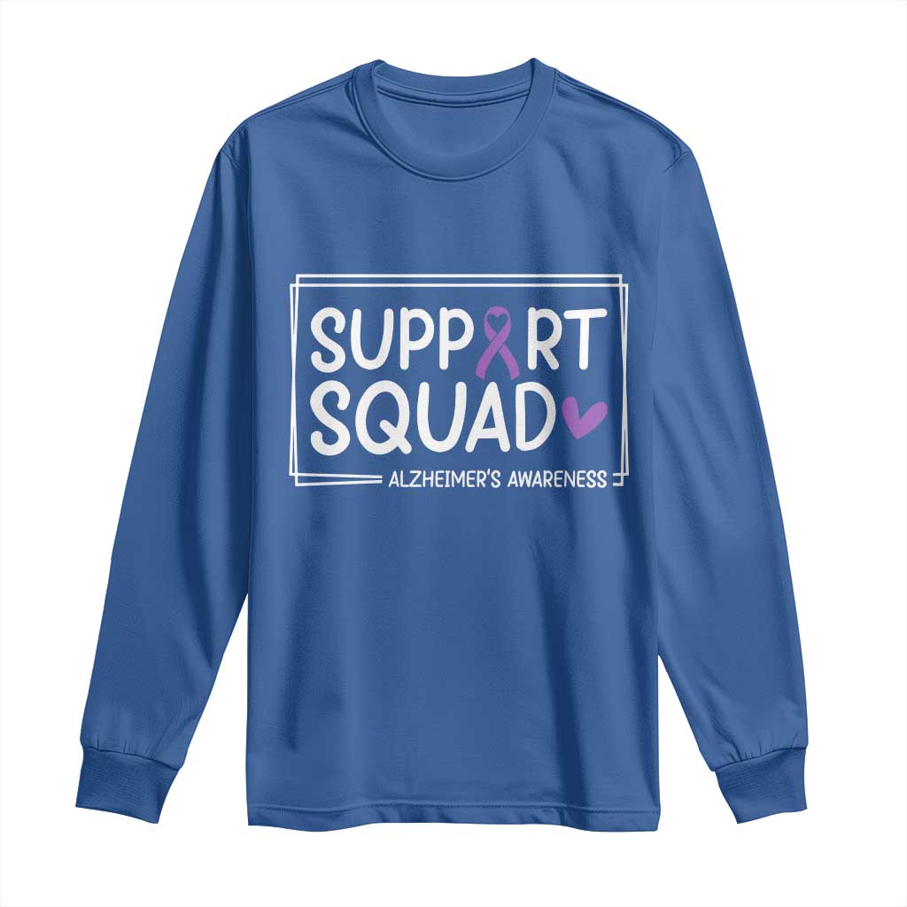 Support Squad Alzheimers Long Sleeve Shirt Purple Ribbon Hope Strength Love