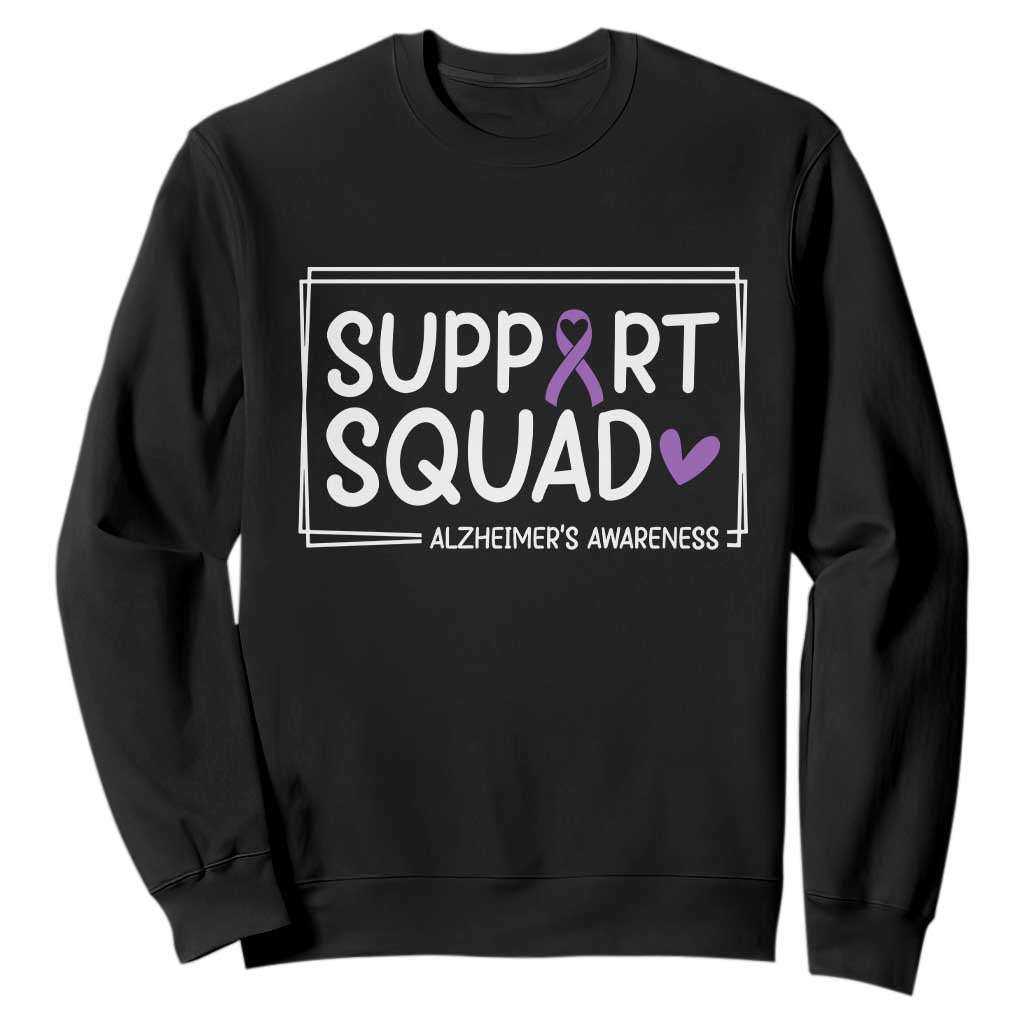 Support Squad Alzheimers Sweatshirt Purple Ribbon Hope Strength Love