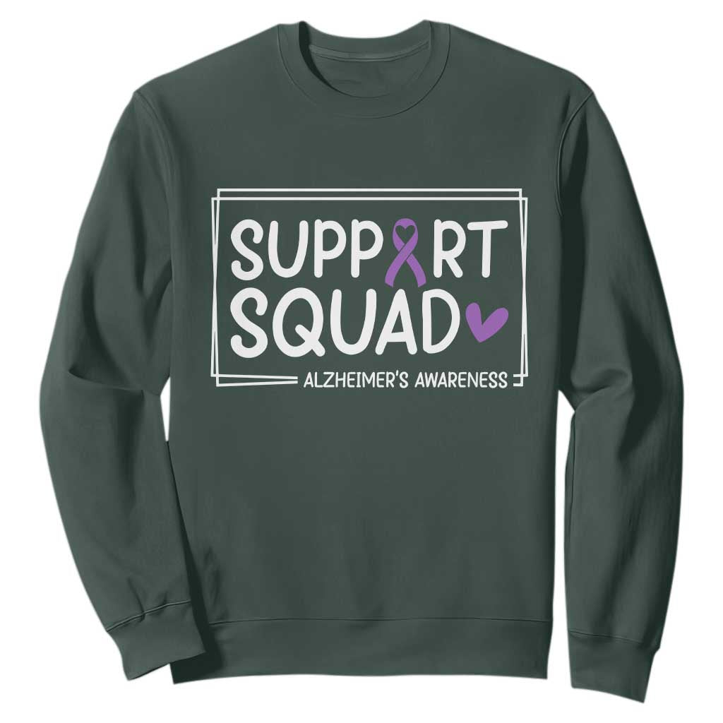 Support Squad Alzheimers Sweatshirt Purple Ribbon Hope Strength Love