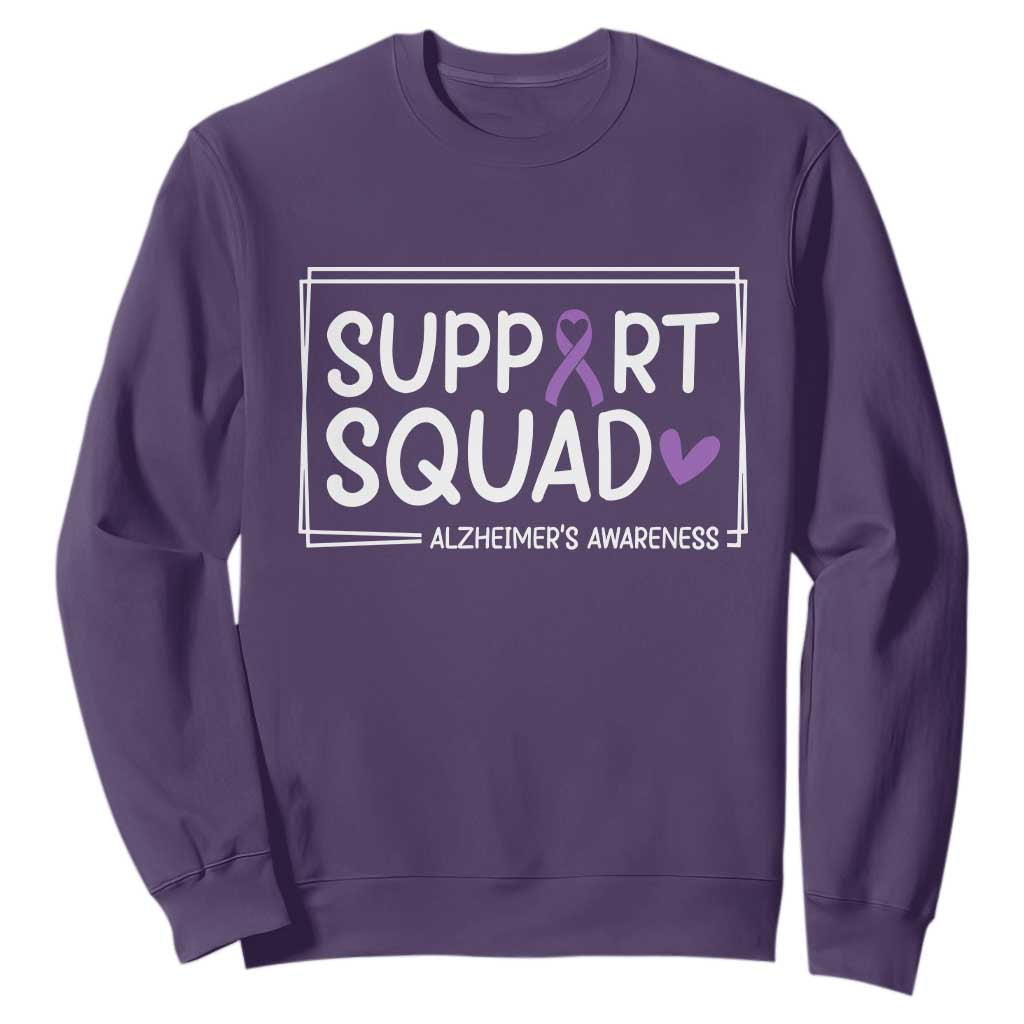 Support Squad Alzheimers Sweatshirt Purple Ribbon Hope Strength Love