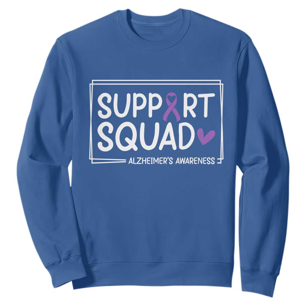 Support Squad Alzheimers Sweatshirt Purple Ribbon Hope Strength Love