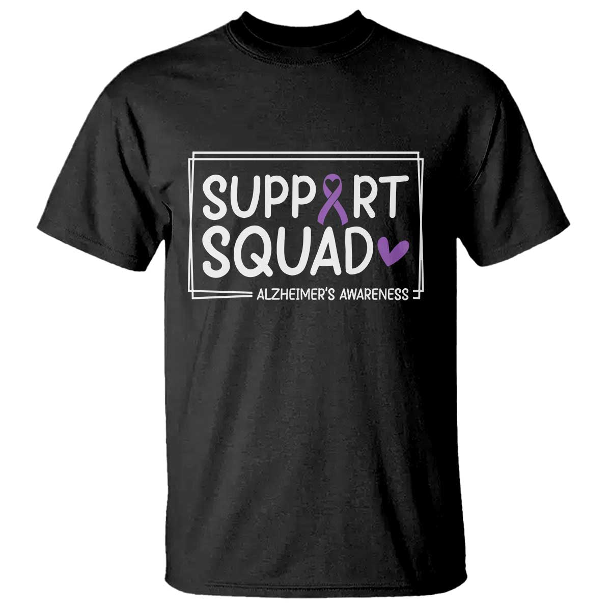 Support Squad Alzheimers T Shirt Purple Ribbon Hope Strength Love