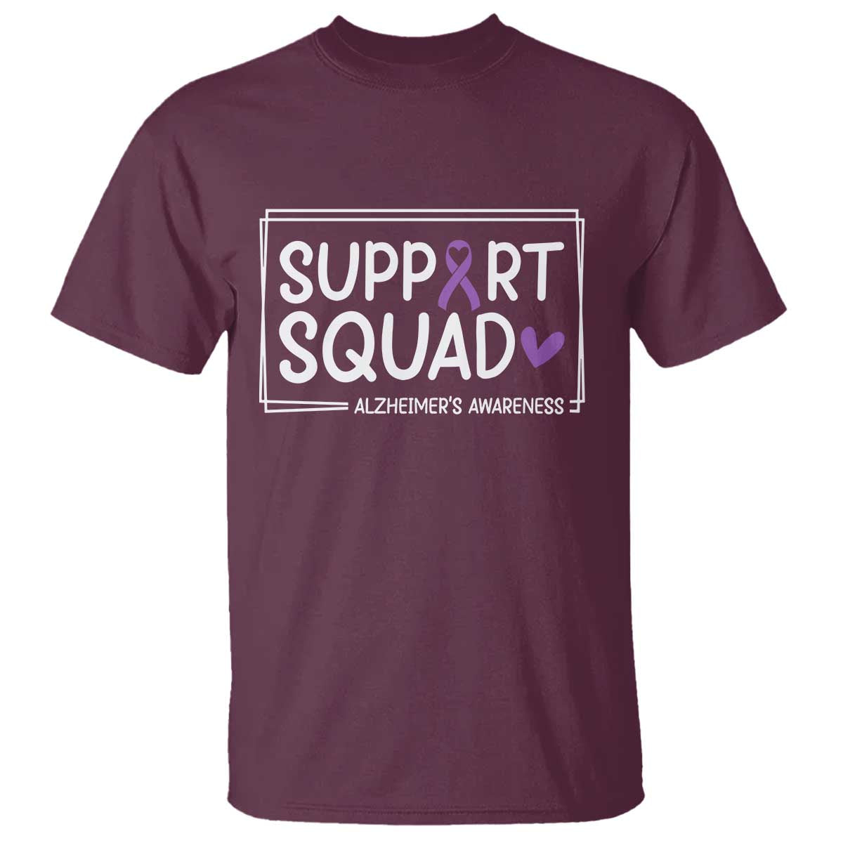 Support Squad Alzheimers T Shirt Purple Ribbon Hope Strength Love