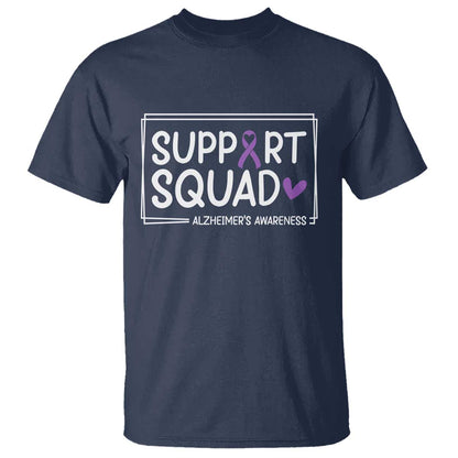 Support Squad Alzheimers T Shirt Purple Ribbon Hope Strength Love
