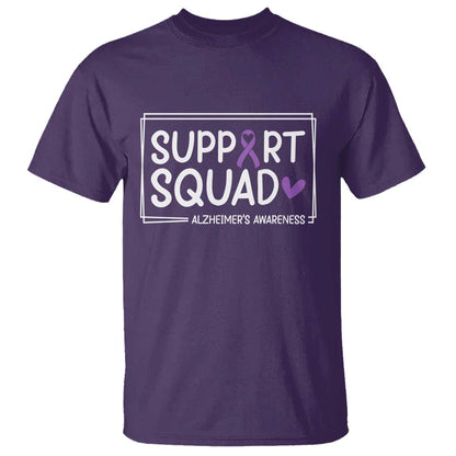 Support Squad Alzheimers T Shirt Purple Ribbon Hope Strength Love