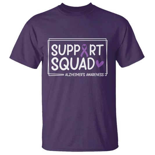 Support Squad Alzheimers T Shirt Purple Ribbon Hope Strength Love