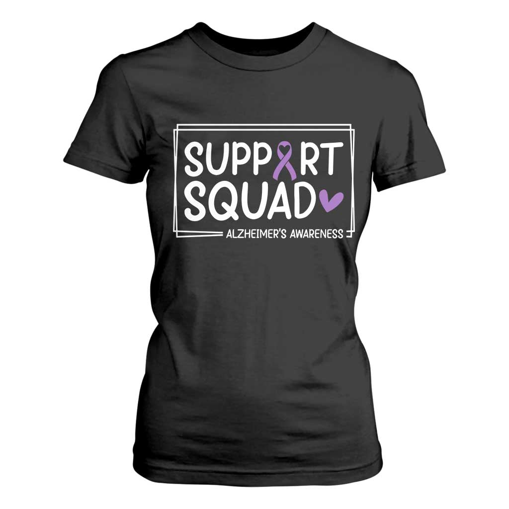 Support Squad Alzheimers T Shirt For Women Purple Ribbon Hope Strength Love