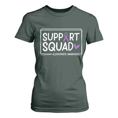 Support Squad Alzheimers T Shirt For Women Purple Ribbon Hope Strength Love