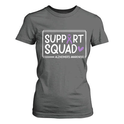 Support Squad Alzheimers T Shirt For Women Purple Ribbon Hope Strength Love