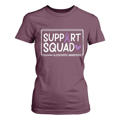Support Squad Alzheimers T Shirt For Women Purple Ribbon Hope Strength Love