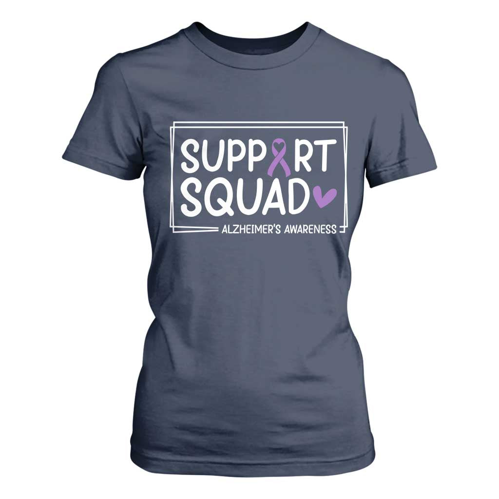 Support Squad Alzheimers T Shirt For Women Purple Ribbon Hope Strength Love