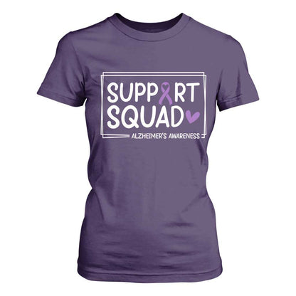 Support Squad Alzheimers T Shirt For Women Purple Ribbon Hope Strength Love