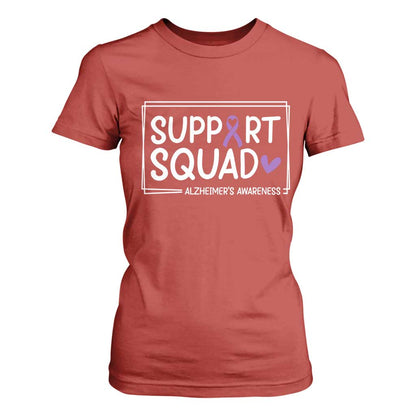 Support Squad Alzheimers T Shirt For Women Purple Ribbon Hope Strength Love