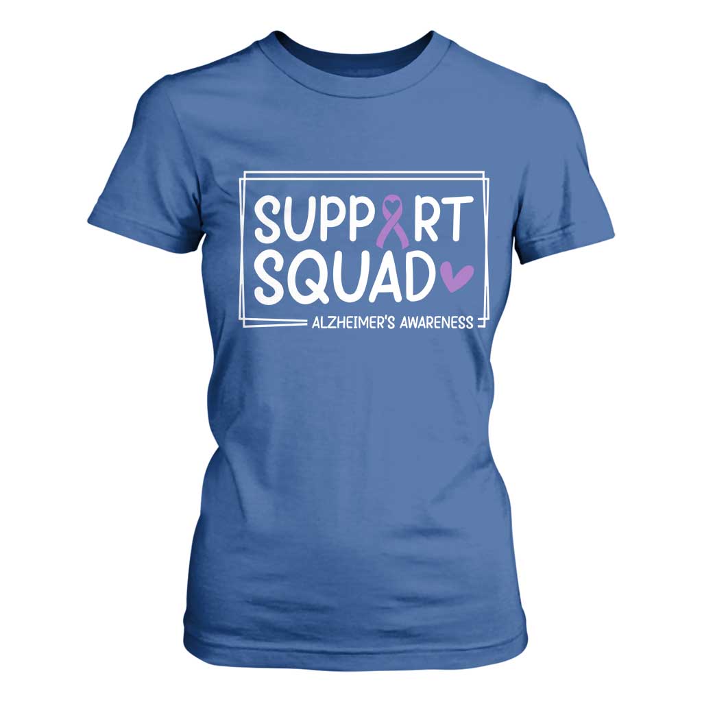 Support Squad Alzheimers T Shirt For Women Purple Ribbon Hope Strength Love