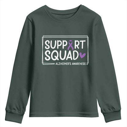 Support Squad Alzheimers Youth Sweatshirt Purple Ribbon Hope Strength Love