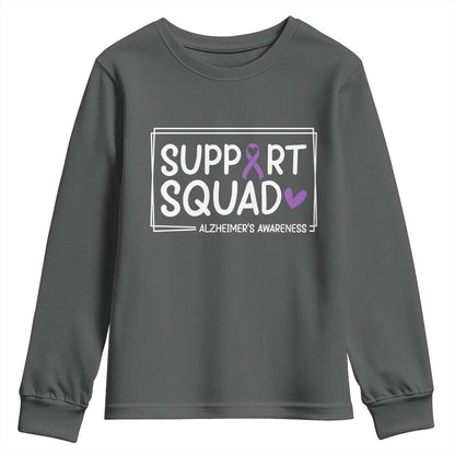 Support Squad Alzheimers Youth Sweatshirt Purple Ribbon Hope Strength Love