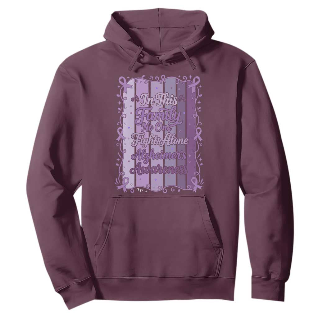 Purple Ribbon Alzheimers Caregiver Squad Gift Hoodie In This Family We Support Together