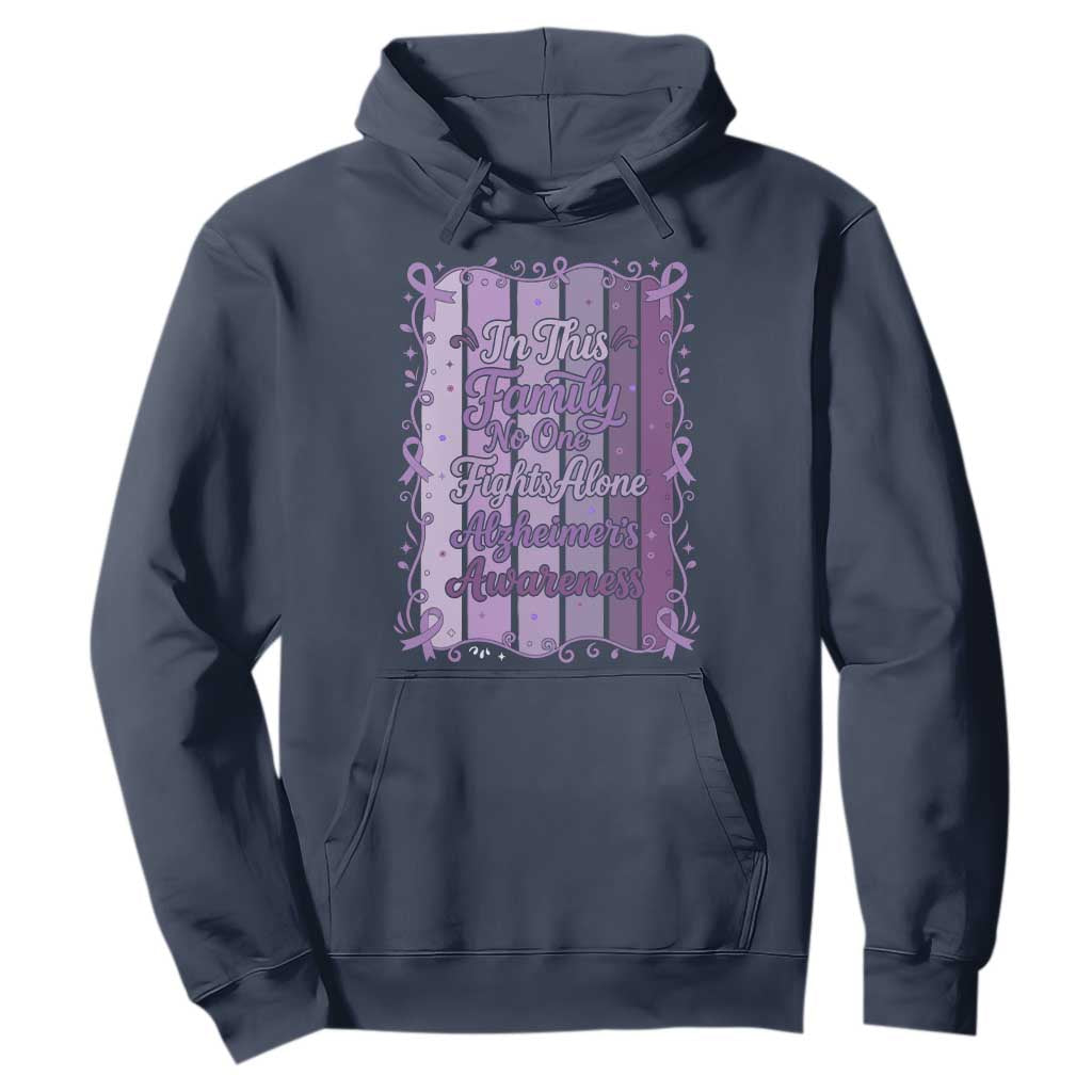 Purple Ribbon Alzheimers Caregiver Squad Gift Hoodie In This Family We Support Together