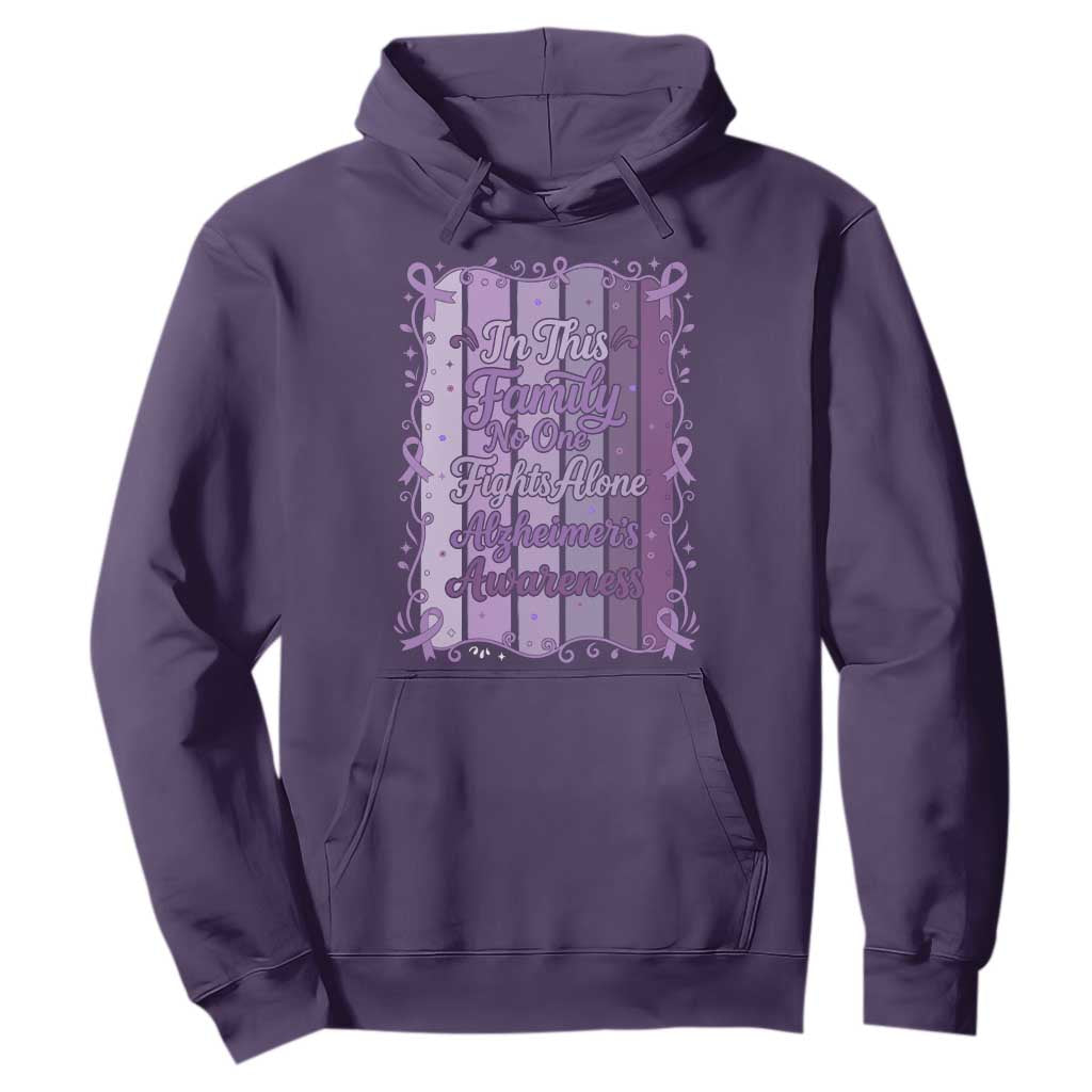 Purple Ribbon Alzheimers Caregiver Squad Gift Hoodie In This Family We Support Together