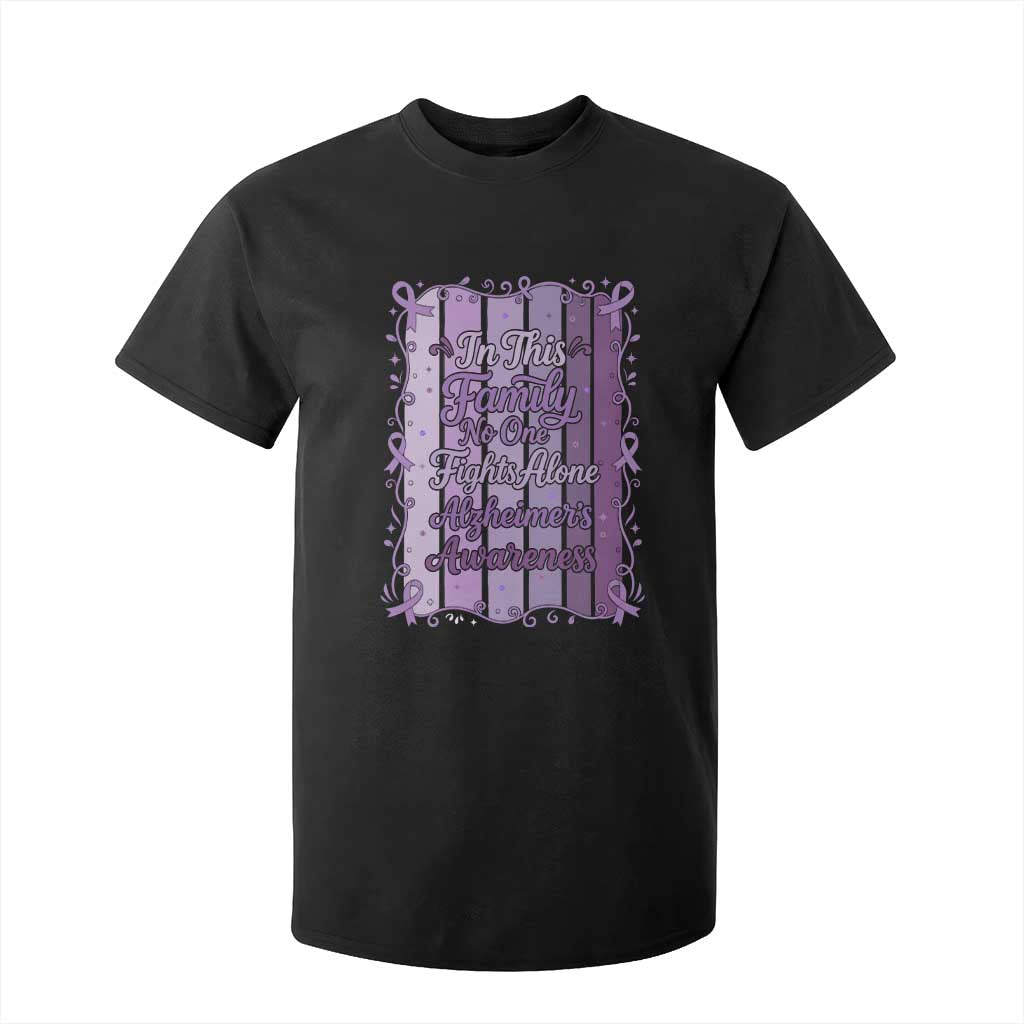 Purple Ribbon Alzheimers Caregiver Squad Gift T Shirt For Kid In This Family We Support Together