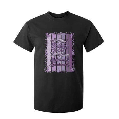 Purple Ribbon Alzheimers Caregiver Squad Gift T Shirt For Kid In This Family We Support Together