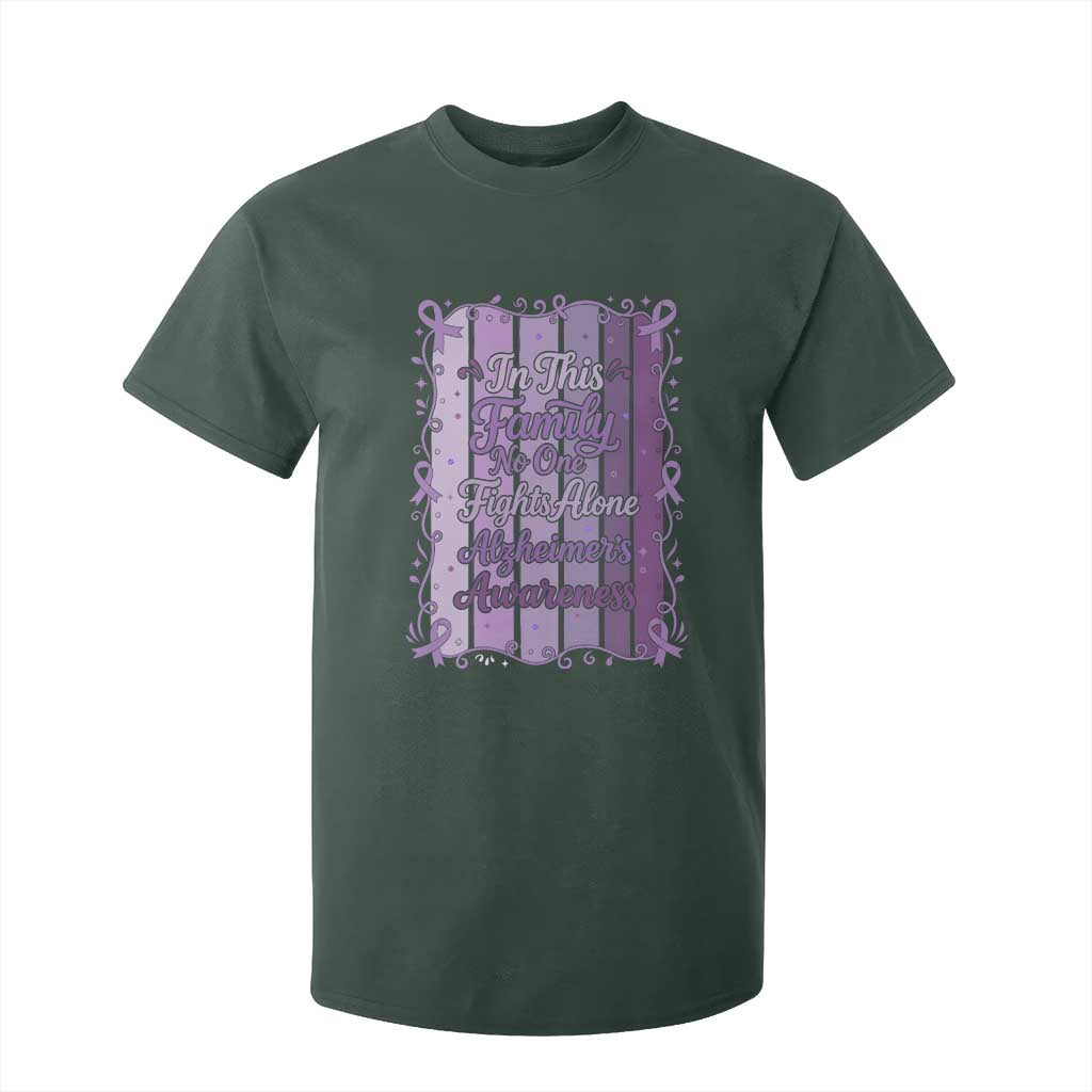 Purple Ribbon Alzheimers Caregiver Squad Gift T Shirt For Kid In This Family We Support Together