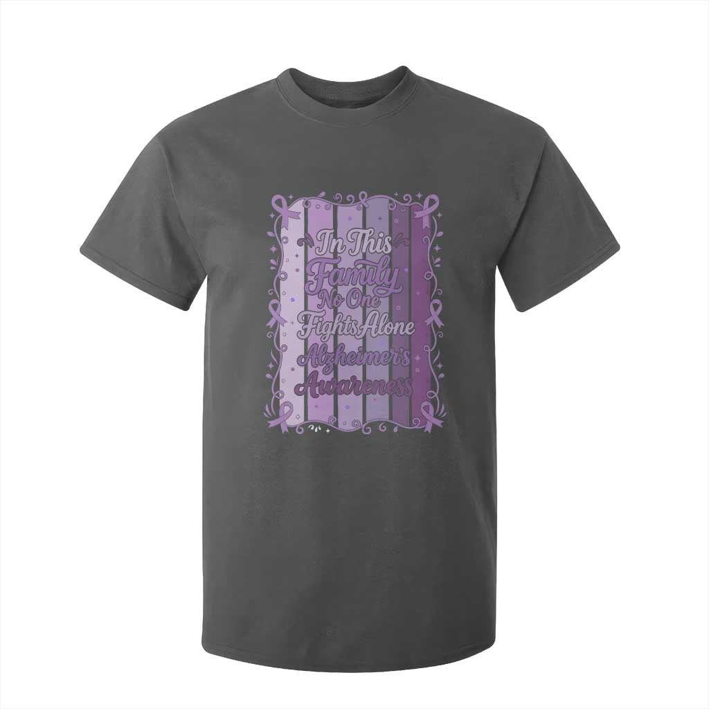 Purple Ribbon Alzheimers Caregiver Squad Gift T Shirt For Kid In This Family We Support Together