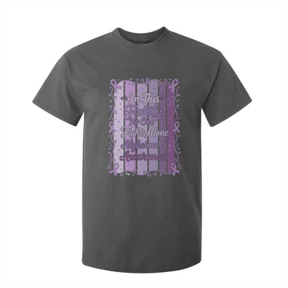 Purple Ribbon Alzheimers Caregiver Squad Gift T Shirt For Kid In This Family We Support Together