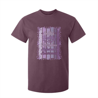 Purple Ribbon Alzheimers Caregiver Squad Gift T Shirt For Kid In This Family We Support Together