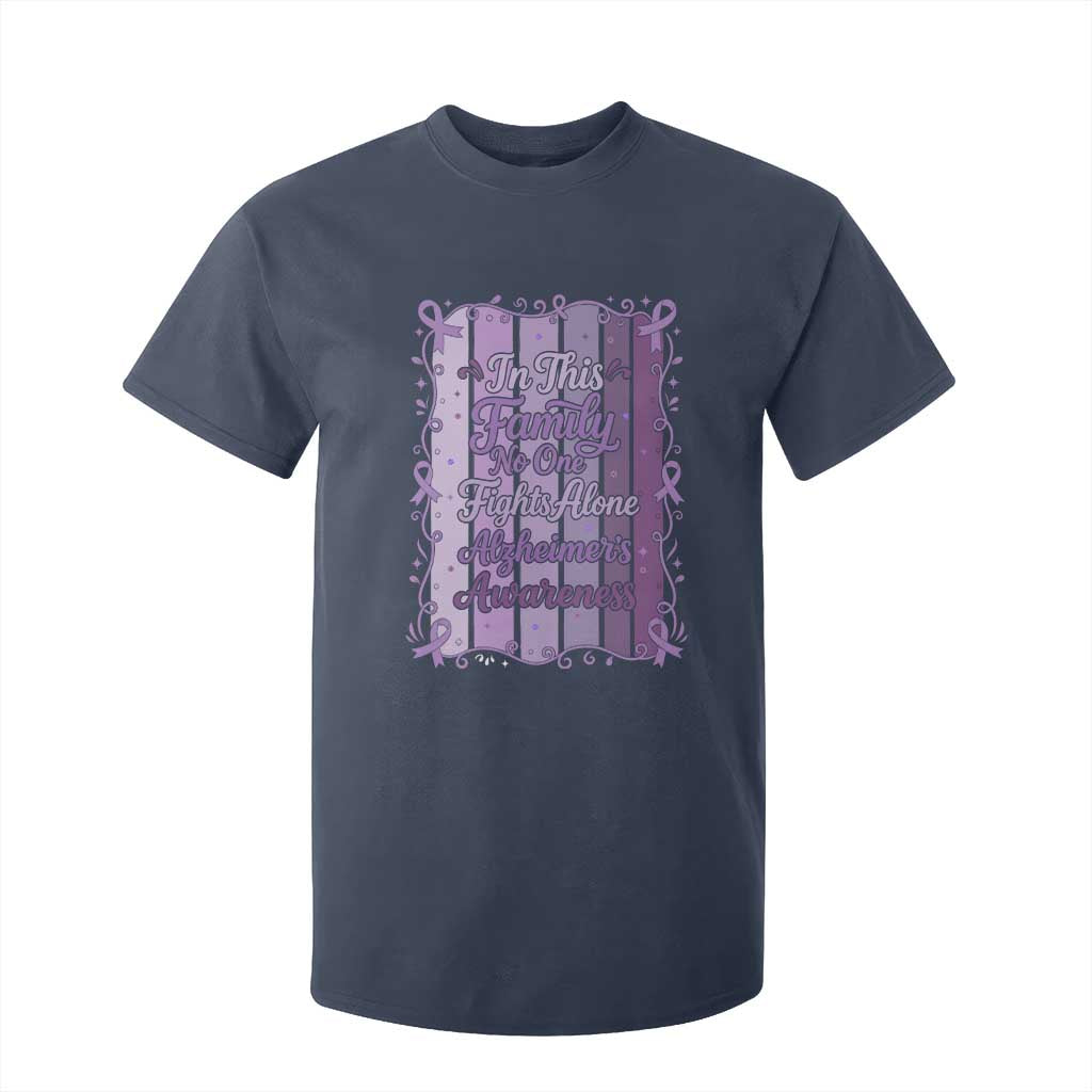 Purple Ribbon Alzheimers Caregiver Squad Gift T Shirt For Kid In This Family We Support Together