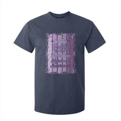 Purple Ribbon Alzheimers Caregiver Squad Gift T Shirt For Kid In This Family We Support Together