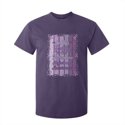 Purple Ribbon Alzheimers Caregiver Squad Gift T Shirt For Kid In This Family We Support Together