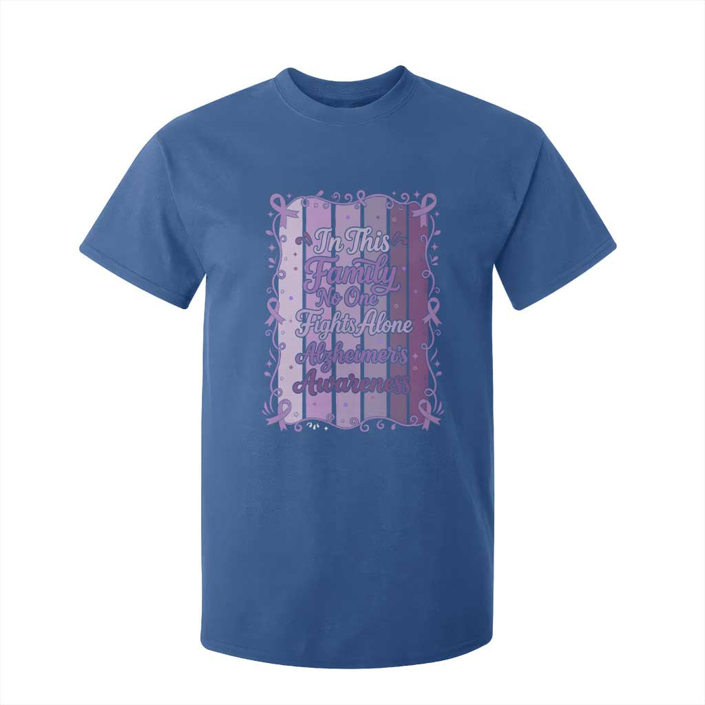 Purple Ribbon Alzheimers Caregiver Squad Gift T Shirt For Kid In This Family We Support Together