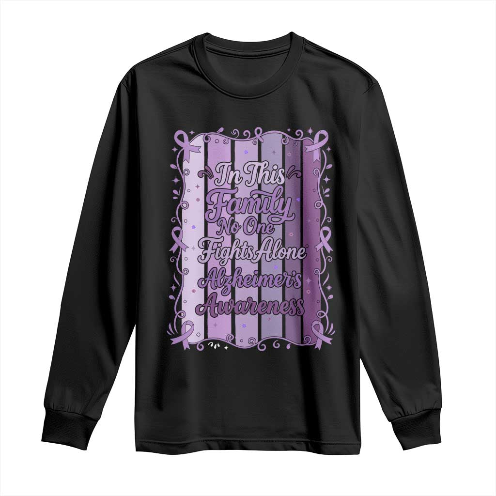 Purple Ribbon Alzheimers Caregiver Squad Gift Long Sleeve Shirt In This Family We Support Together