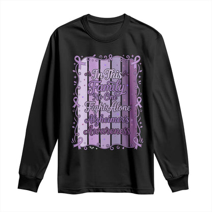 Purple Ribbon Alzheimers Caregiver Squad Gift Long Sleeve Shirt In This Family We Support Together