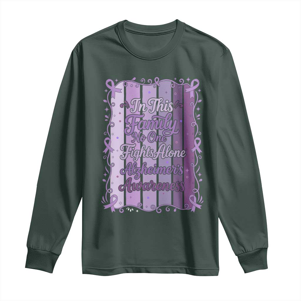 Purple Ribbon Alzheimers Caregiver Squad Gift Long Sleeve Shirt In This Family We Support Together