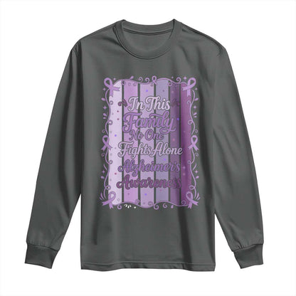 Purple Ribbon Alzheimers Caregiver Squad Gift Long Sleeve Shirt In This Family We Support Together