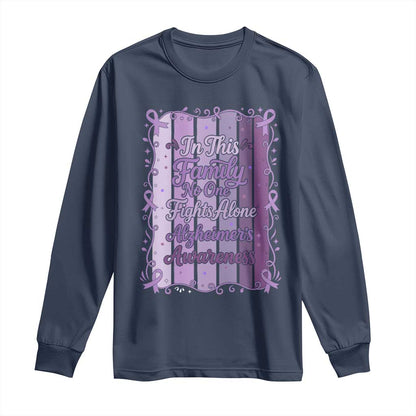 Purple Ribbon Alzheimers Caregiver Squad Gift Long Sleeve Shirt In This Family We Support Together