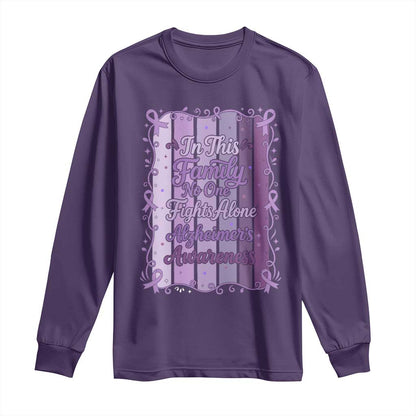 Purple Ribbon Alzheimers Caregiver Squad Gift Long Sleeve Shirt In This Family We Support Together